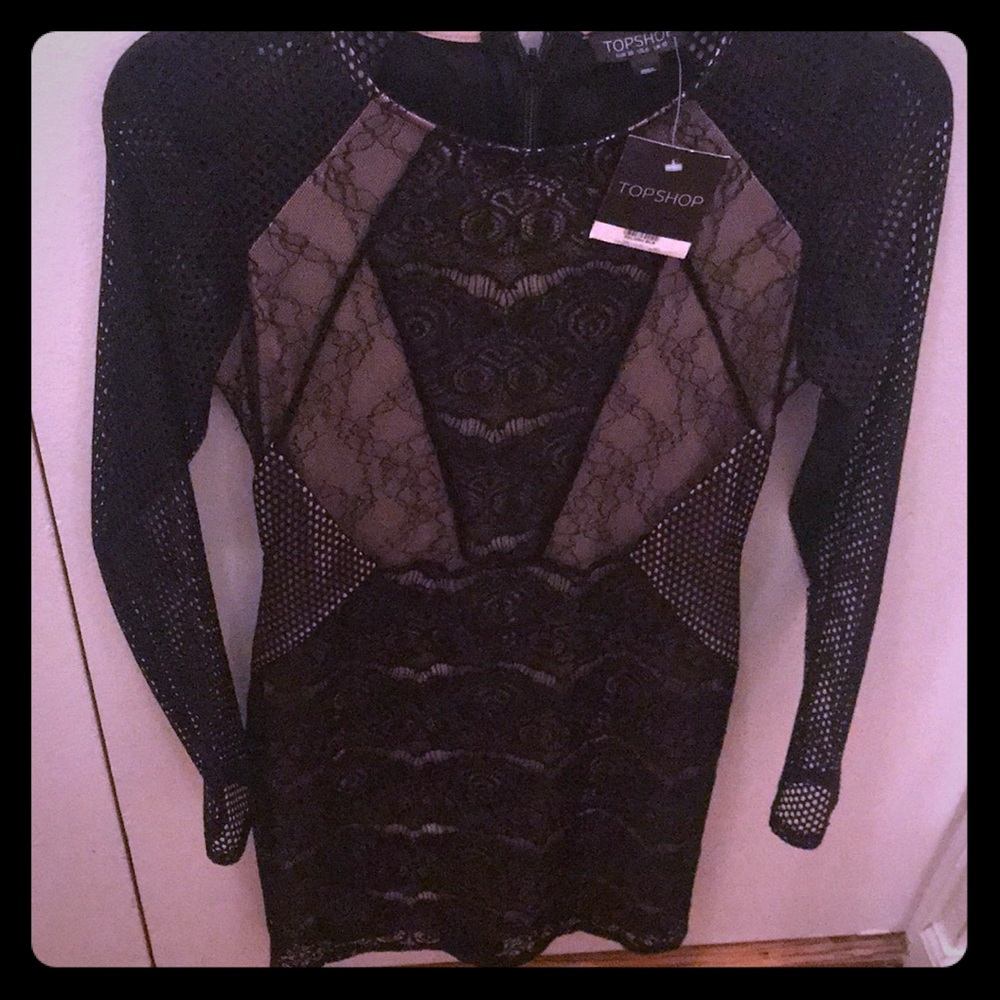 Never worn topshop black lace dress